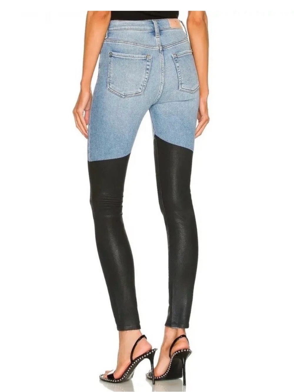 Seven High-Waist Two-Tone Black and Light Blue Women’s Jeans